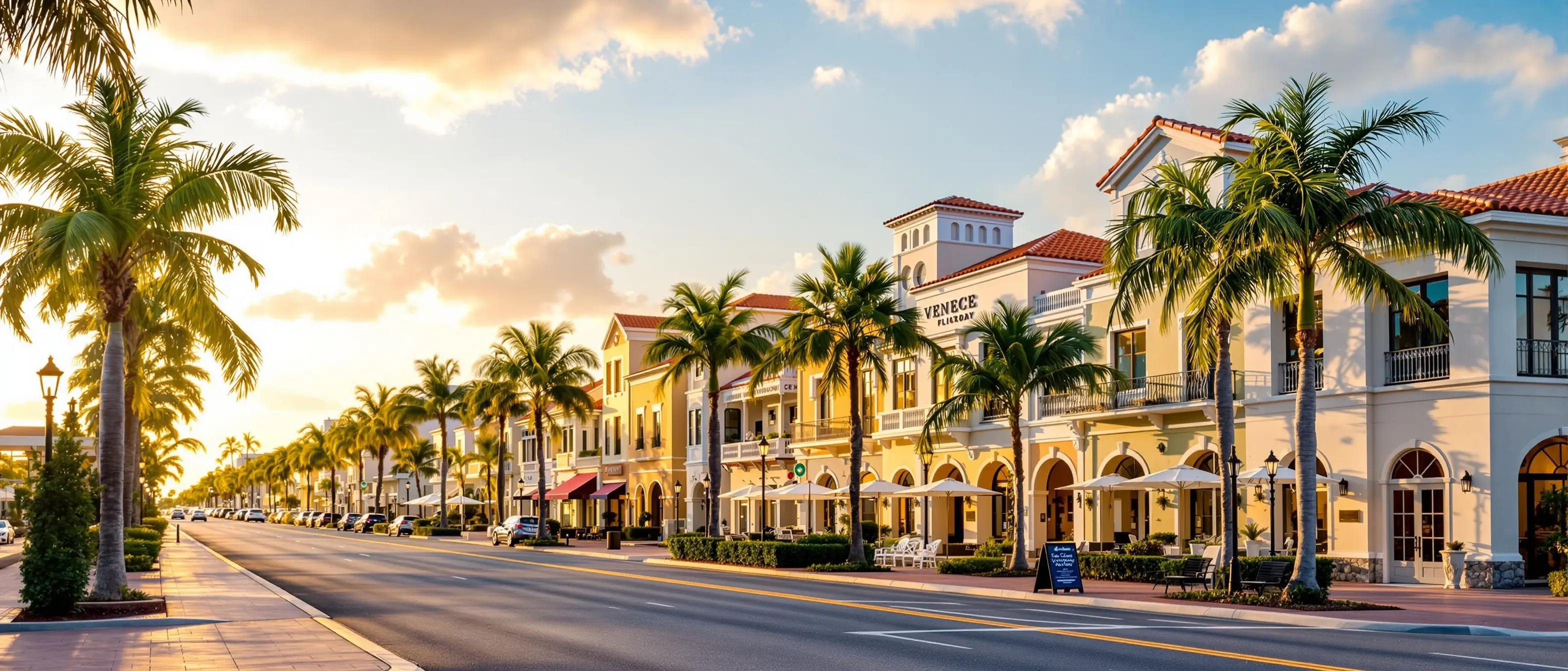 Venice Florida downtown historic district with Mediterranean architecture