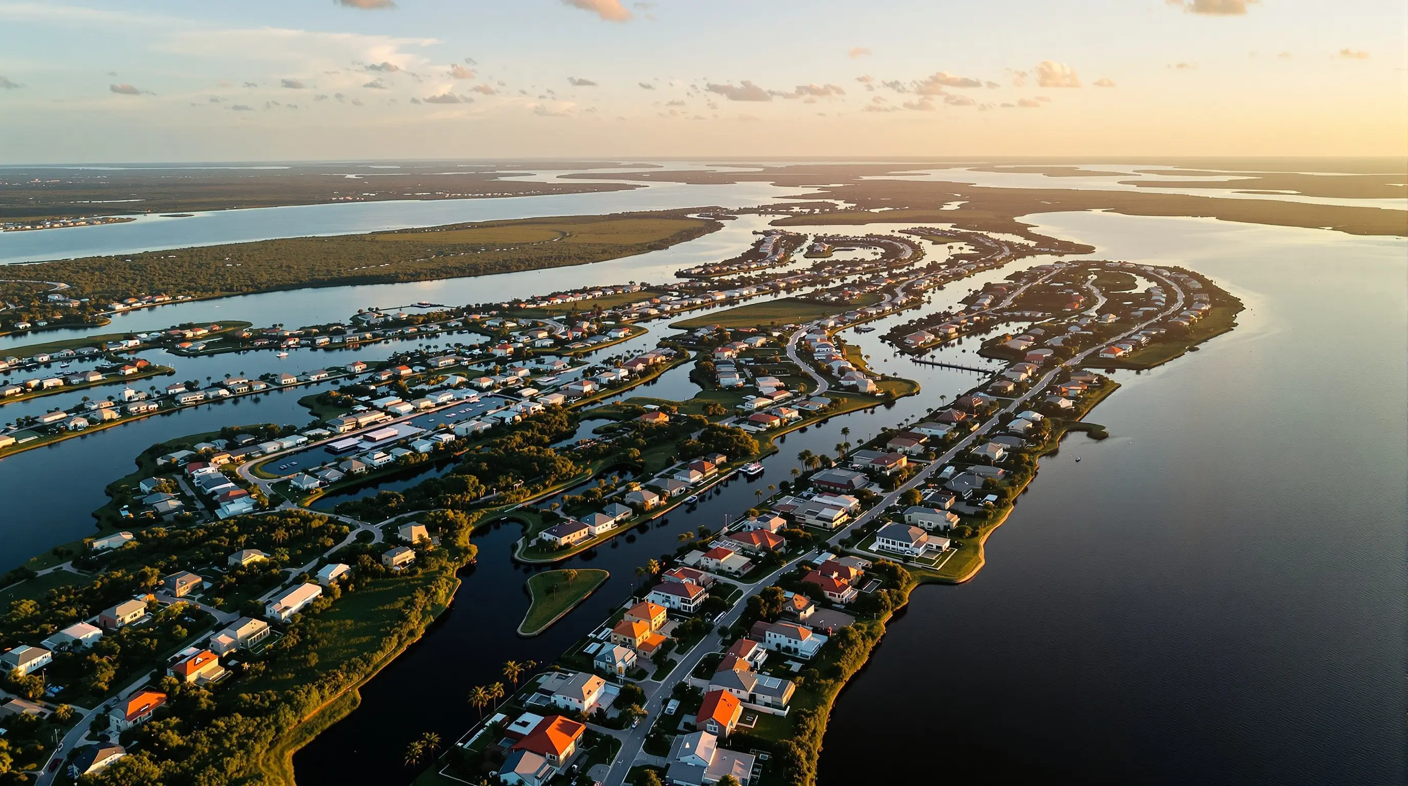Aerial view of Southwest Florida coastal development