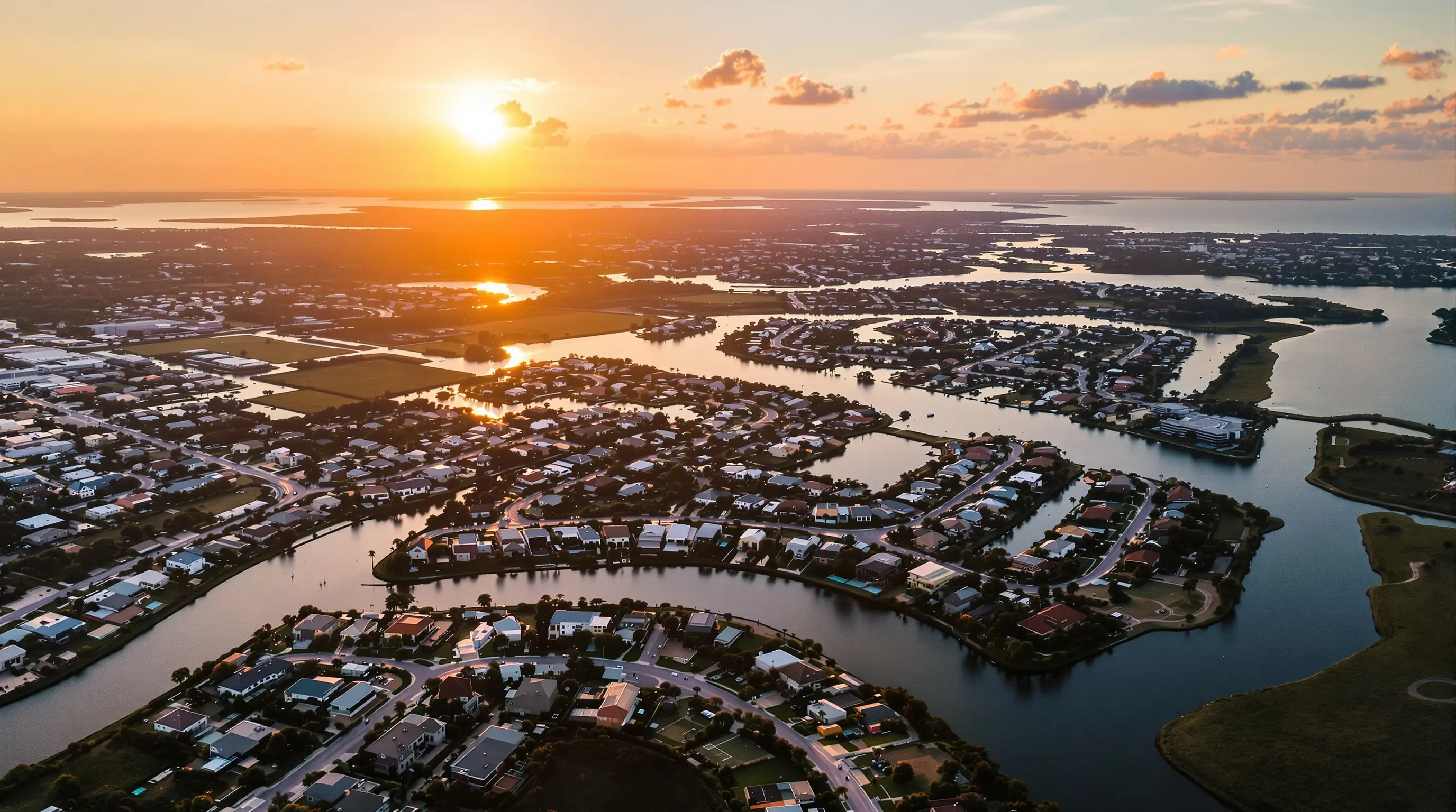 Aerial view of Southwest Florida coastal development