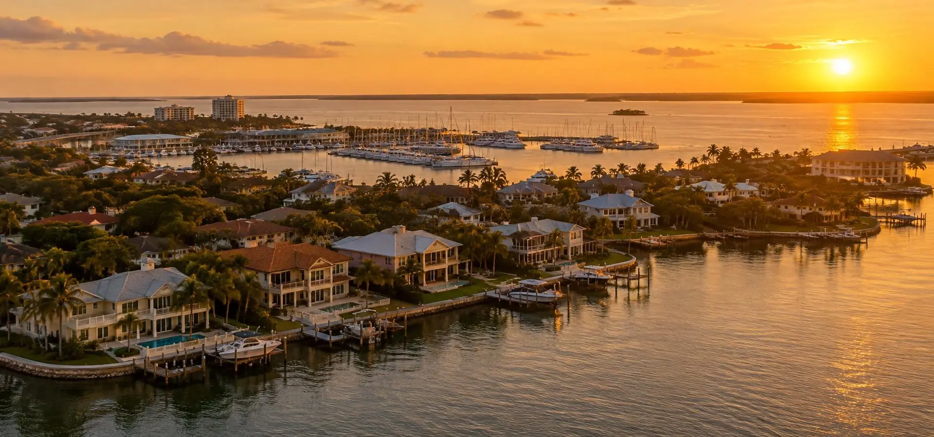 Waterfront town on Charlotte Harbor in Florida