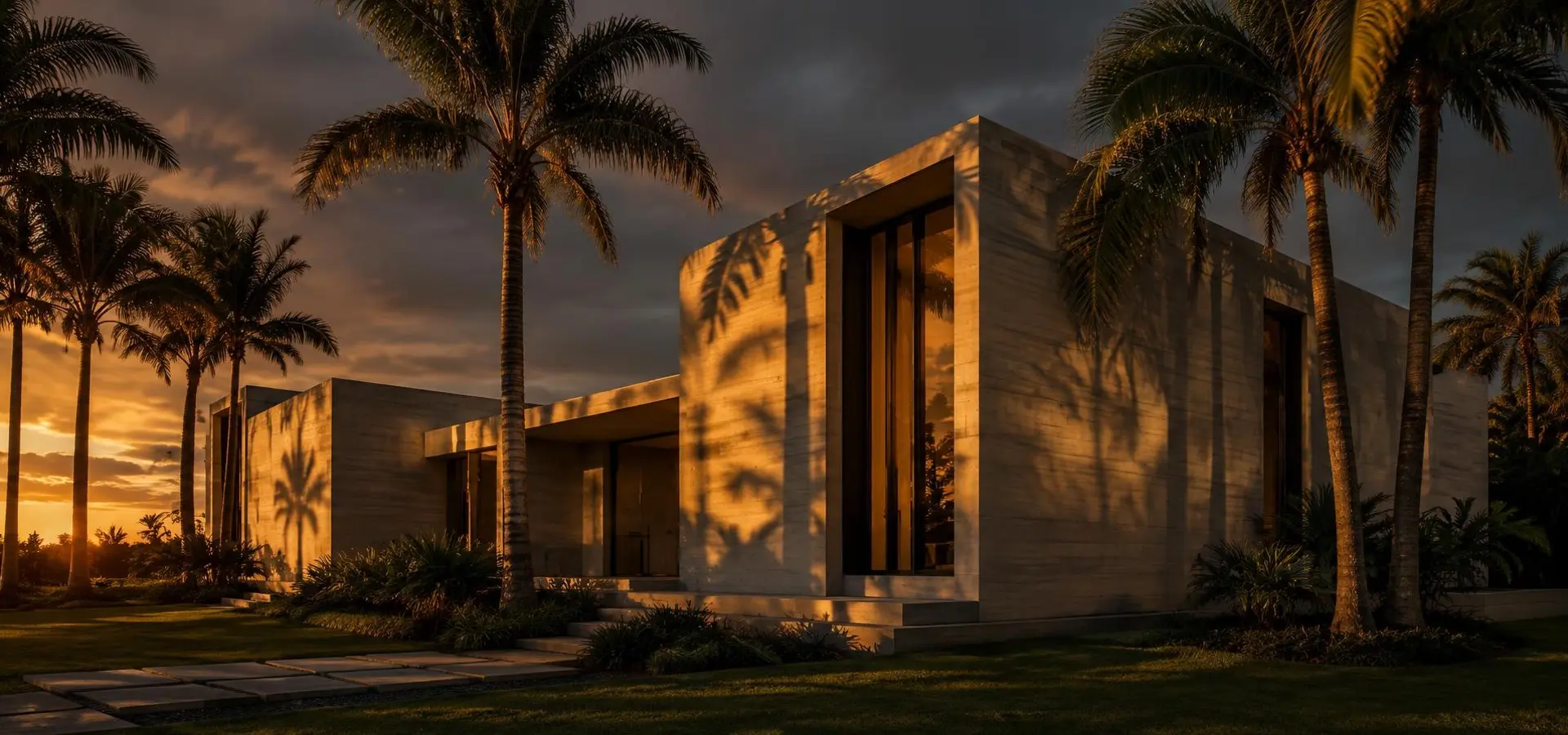 Modern home under construction in coastal Florida with concrete walls