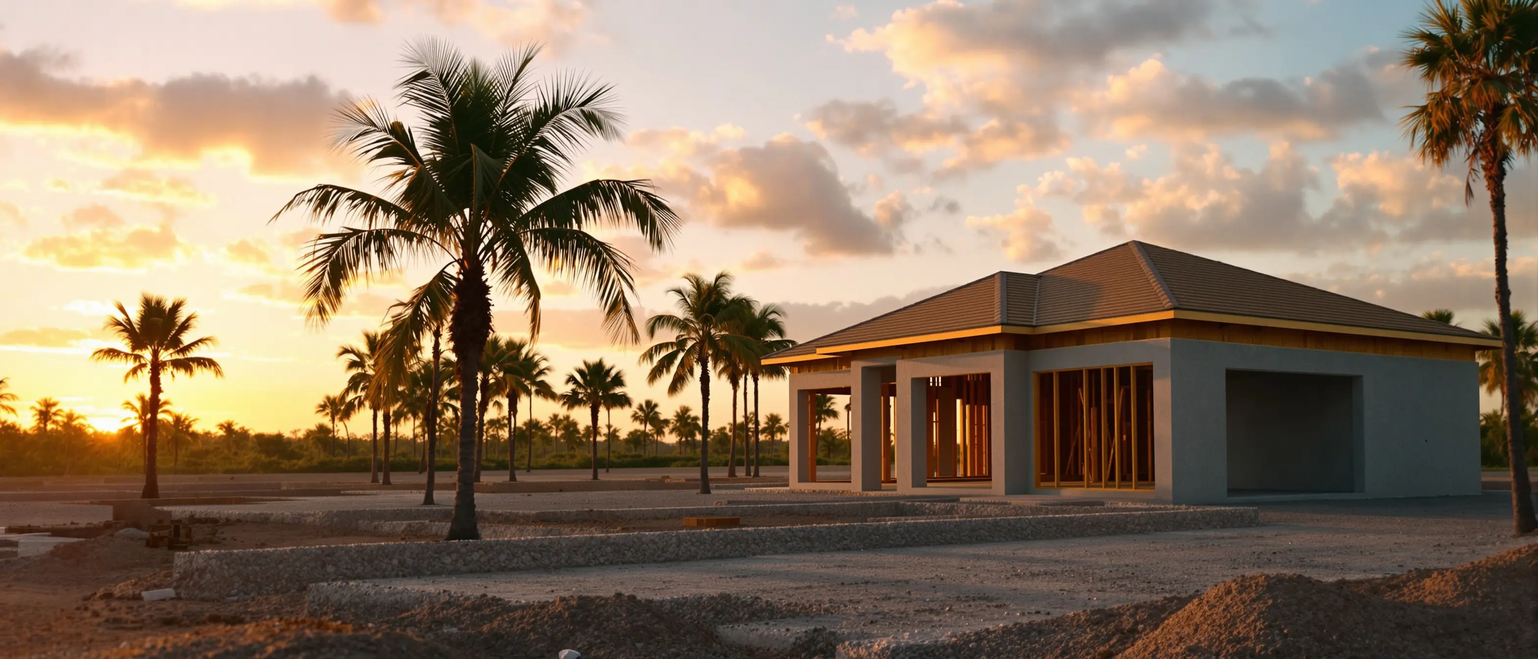 Southwest Florida coastal landscape with residential construction