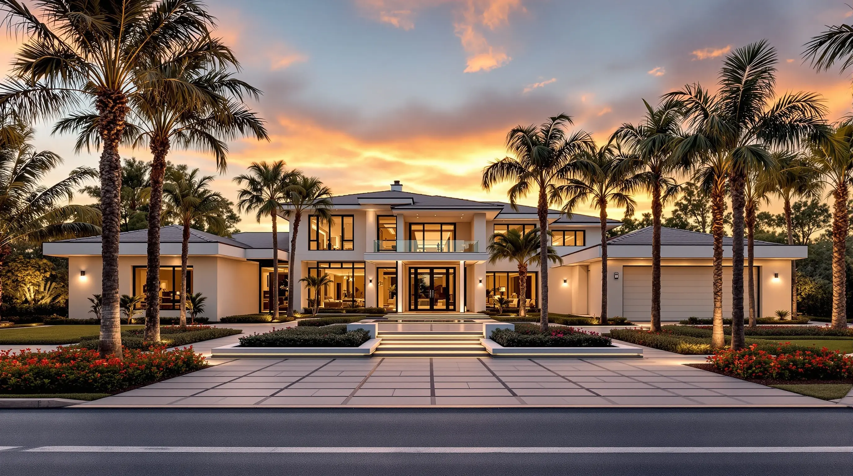 Luxury modern estate home with clean architectural lines